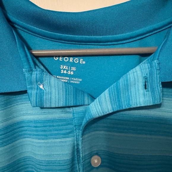George Men's Teal Striped Polo Shirt - Picture 6 of 7